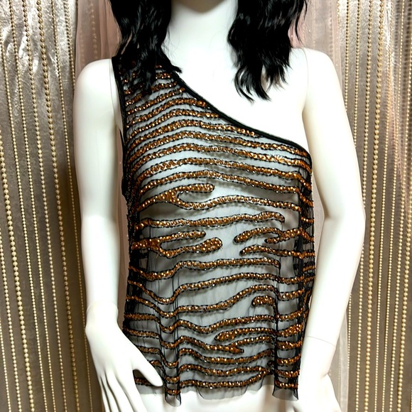 Free People One Shoulder Sequin Top, NWOT, XL - Picture 1 of 7